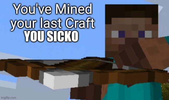 You've Mined your last Craft | YOU SICKO | image tagged in you've mined your last craft | made w/ Imgflip meme maker