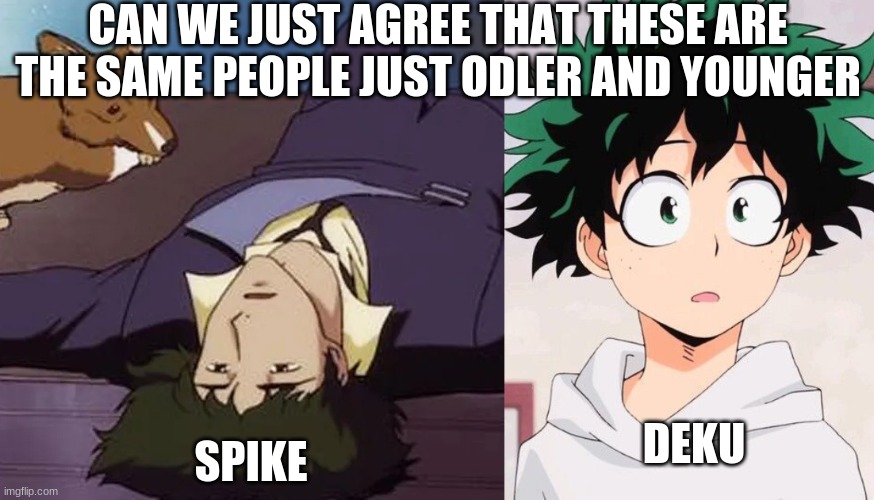 CAN WE JUST AGREE THAT THESE ARE THE SAME PEOPLE JUST ODLER AND YOUNGER; SPIKE; DEKU | made w/ Imgflip meme maker