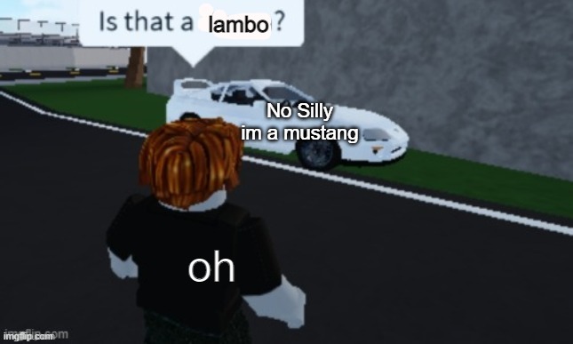 Roblox noobs be like | lambo; No Silly im a mustang; oh | image tagged in is that a lambo | made w/ Imgflip meme maker