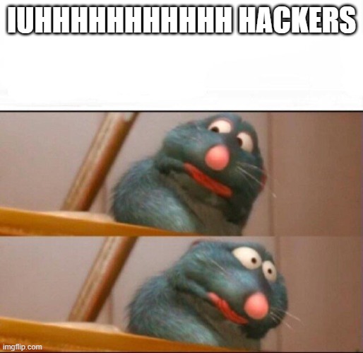 Remy sick | IUHHHHHHHHHHH HACKERS | image tagged in remy sick | made w/ Imgflip meme maker