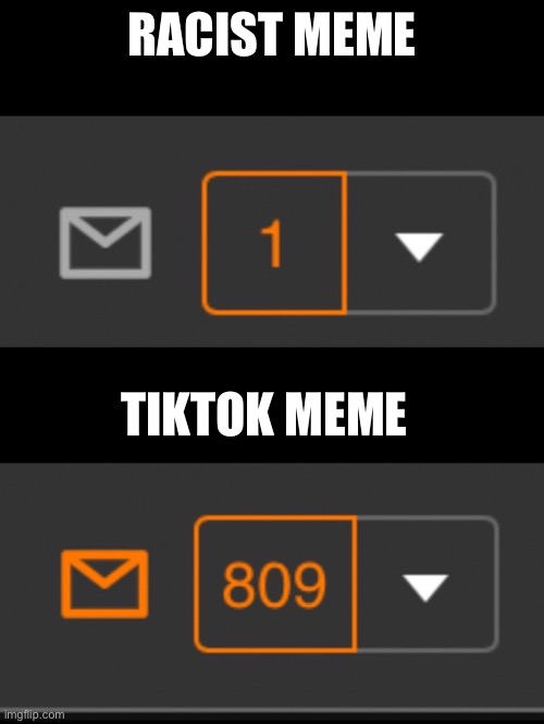 This is true and I hate it | RACIST MEME; TIKTOK MEME | image tagged in 1 notification vs 809 notifications with message | made w/ Imgflip meme maker