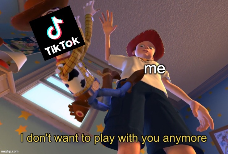 when you realize the tiktok doesn't make you lol (laugh out load) | me | image tagged in i don't want to play with you anymore,tiktok sucks | made w/ Imgflip meme maker