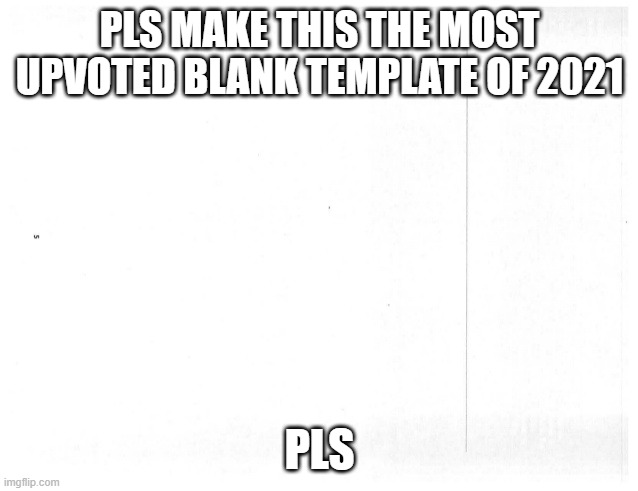 blank | PLS MAKE THIS THE MOST UPVOTED BLANK TEMPLATE OF 2021; PLS | image tagged in blank | made w/ Imgflip meme maker