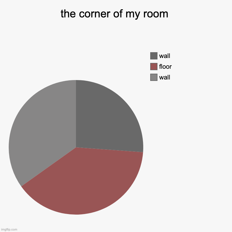 room | the corner of my room | wall, floor, wall | image tagged in charts,pie charts | made w/ Imgflip chart maker