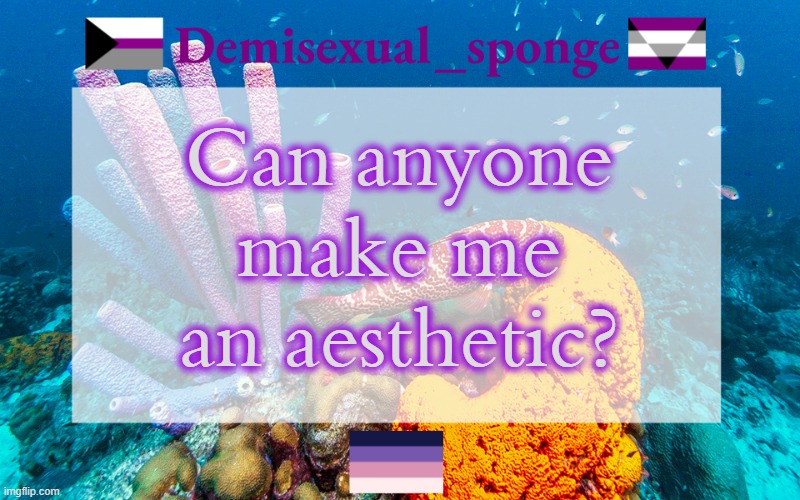 Details in comments | Can anyone make me an aesthetic? | image tagged in demisexual_sponge's template 3,demisexual_sponge | made w/ Imgflip meme maker