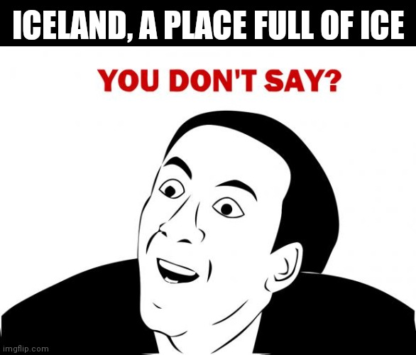 You Don't Say |  ICELAND, A PLACE FULL OF ICE | image tagged in memes,you don't say,iceland,ice | made w/ Imgflip meme maker