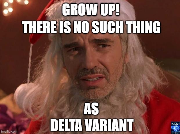 Bad Santa | GROW UP! THERE IS NO SUCH THING; AS; DELTA VARIANT | image tagged in bad santa | made w/ Imgflip meme maker