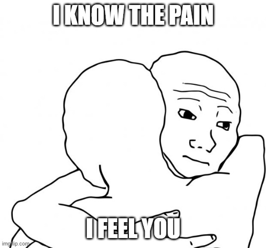 I Know That Feel Bro Meme | I KNOW THE PAIN I FEEL YOU | image tagged in memes,i know that feel bro | made w/ Imgflip meme maker