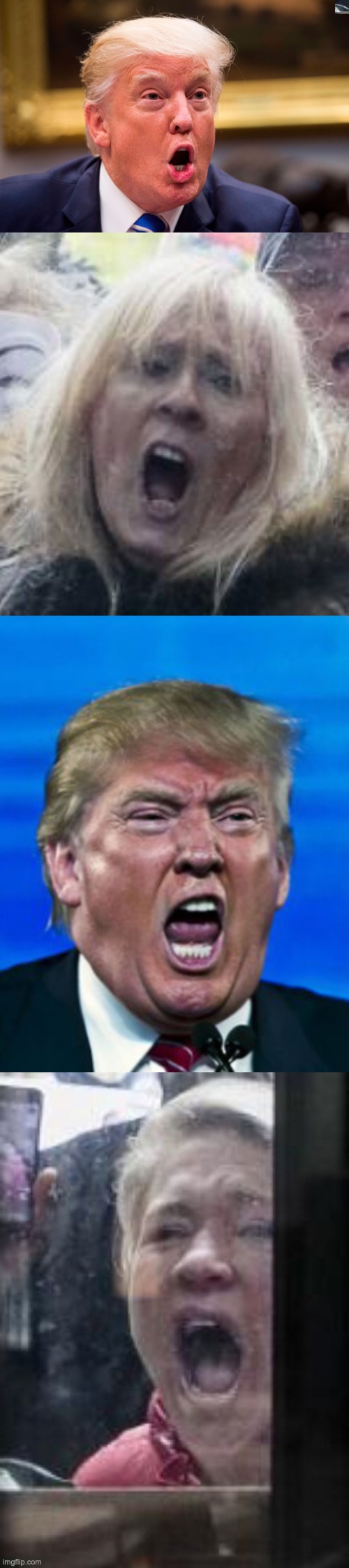 image tagged in trump mouth open,trump michigan protesters,trump yelling | made w/ Imgflip meme maker