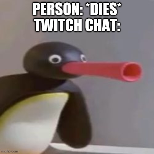 p o g | PERSON: *DIES*
TWITCH CHAT: | image tagged in noot noot | made w/ Imgflip meme maker