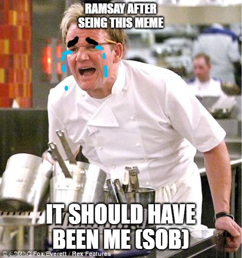 Chef Gordon Ramsay Meme | RAMSAY AFTER SEING THIS MEME IT SHOULD HAVE BEEN ME (SOB) | image tagged in memes,chef gordon ramsay | made w/ Imgflip meme maker