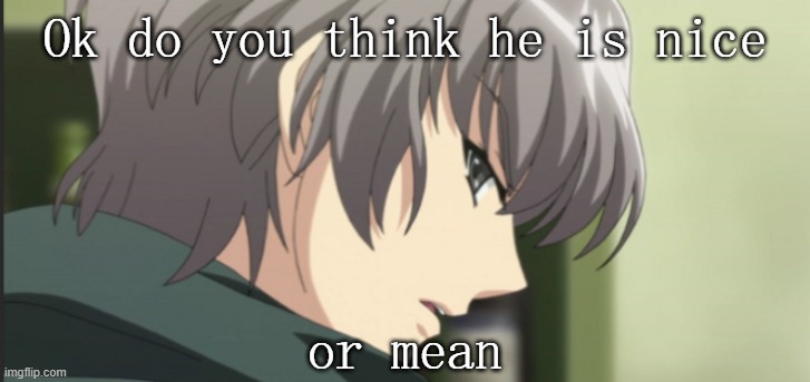 Ok do you think he is nice; or mean | made w/ Imgflip meme maker