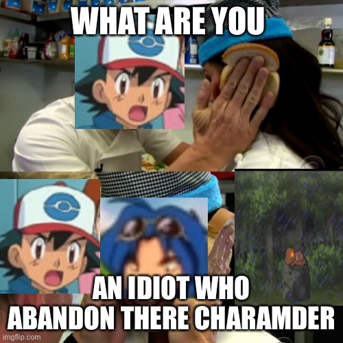 That episode was so sad | WHAT ARE YOU; AN IDIOT WHO ABANDON THERE CHARAMDER | image tagged in gordon ramsay idiot sandwich | made w/ Imgflip meme maker