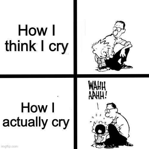 How I think I cry; How I actually cry | made w/ Imgflip meme maker