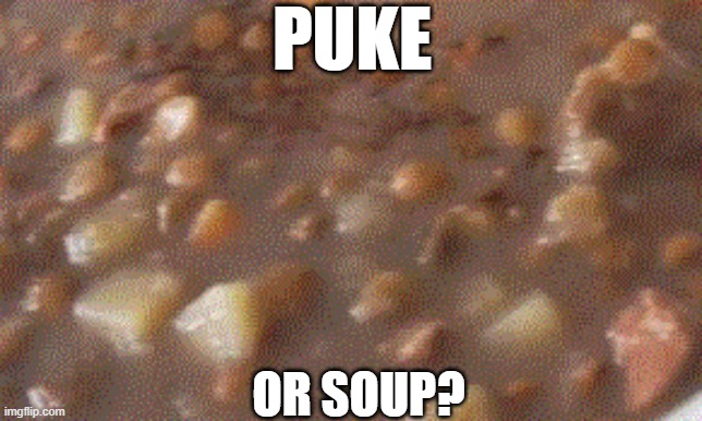 Soup or Puke | PUKE; OR SOUP? | image tagged in soup nazi,funny,laugh,memes,fun,gross | made w/ Imgflip meme maker