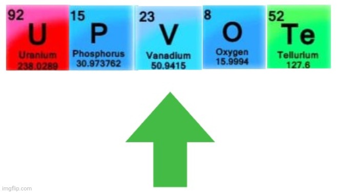 Upvote made on Periodic Table | image tagged in upvote made on periodic table | made w/ Imgflip meme maker