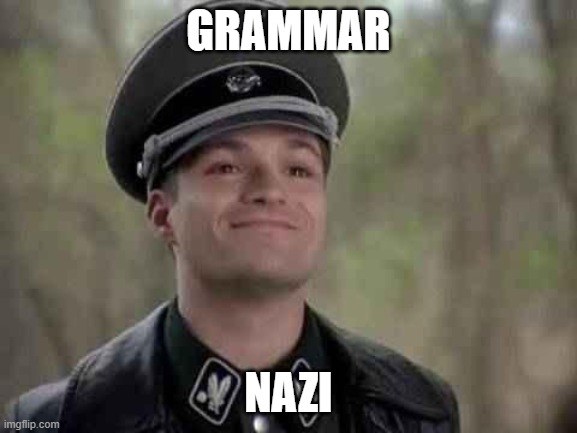 GRAMMAR NAZI | image tagged in grammar nazi | made w/ Imgflip meme maker