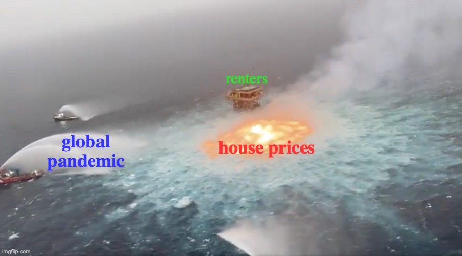 not even a global pandemic can stop house prices setting renters on fire | renters; global pandemic; house prices | image tagged in ocean on fire,renting,house prices,pandemic | made w/ Imgflip meme maker