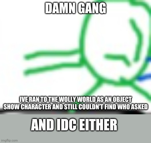 Object Yoshi Who Asked | AND IDC EITHER | image tagged in object yoshi who asked | made w/ Imgflip meme maker