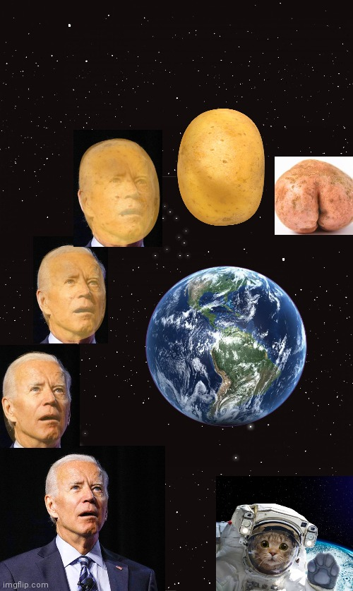 Joe Biden transforming into potato template #02 Blank Meme Template