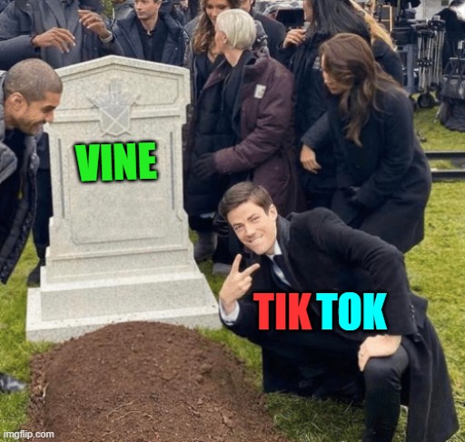 insert title here | VINE; TOK; TIK | image tagged in grant gustin over grave,vine,tiktok,tik tok | made w/ Imgflip meme maker