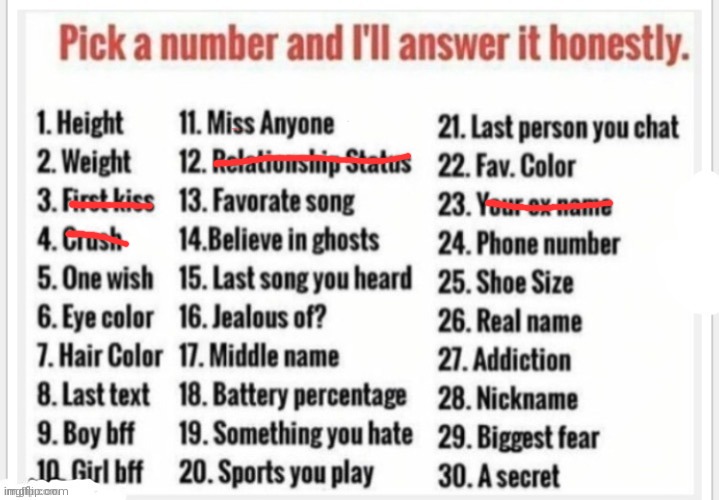 I just Crossed out all the ones that would have no answer | image tagged in pick a number | made w/ Imgflip meme maker