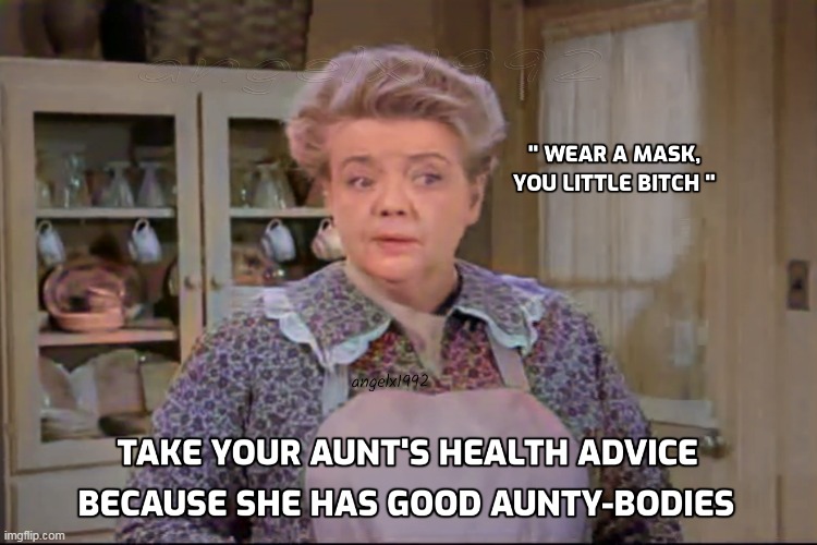 image tagged in covid-19,aunties,aunt,andy griffith show,aunt bee,wear a mask | made w/ Imgflip meme maker