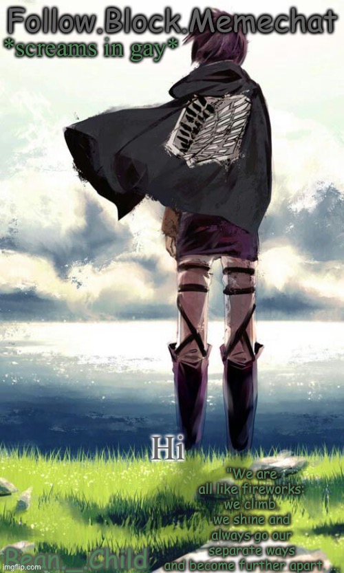 beans atack on titan temp | *screams in gay*; Hi | image tagged in beans atack on titan temp | made w/ Imgflip meme maker