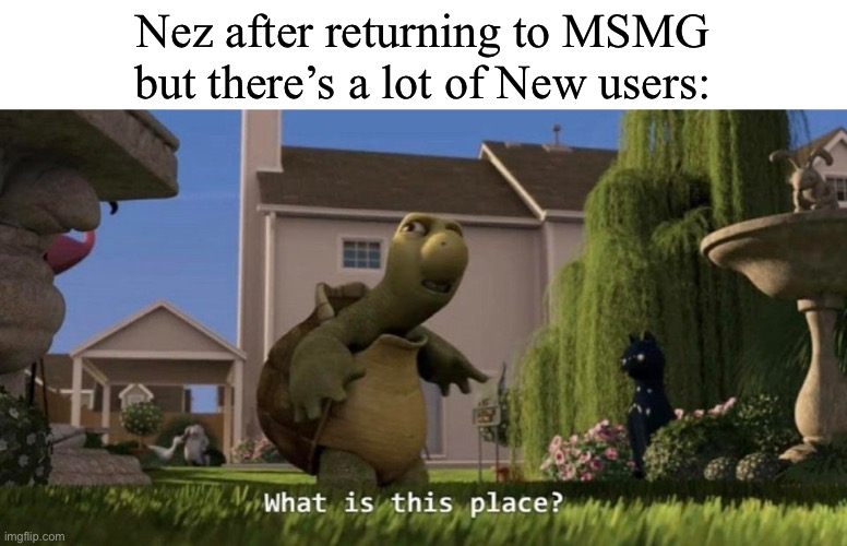What is this place | Nez after returning to MSMG but there’s a lot of New users: | image tagged in what is this place | made w/ Imgflip meme maker