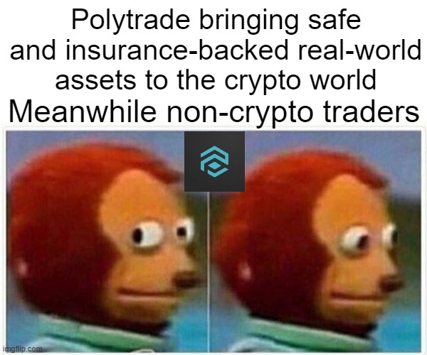 Monkey Puppet Meme | Polytrade bringing safe and insurance-backed real-world assets to the crypto world; Meanwhile non-crypto traders | image tagged in memes,monkey puppet | made w/ Imgflip meme maker