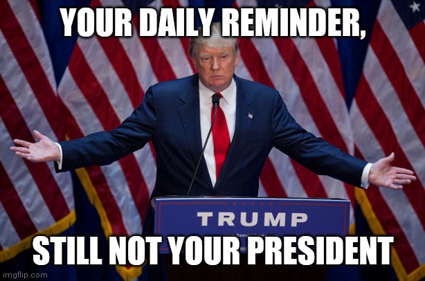 Tds?, sure, rent free?, whatever, it's just fun to remind you all who didn't get a second term. | YOUR DAILY REMINDER, STILL NOT YOUR PRESIDENT | image tagged in donald trump,loser,jail bait,funny memes | made w/ Imgflip meme maker