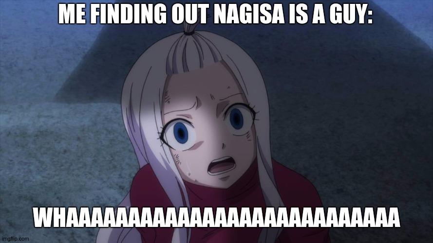 :\ | ME FINDING OUT NAGISA IS A GUY:; WHAAAAAAAAAAAAAAAAAAAAAAAAAAA | image tagged in scared anime girl | made w/ Imgflip meme maker