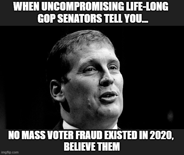 MI GOP Senator met with death threats upon telling the truth about non-existent election fraud | WHEN UNCOMPROMISING LIFE-LONG 
 GOP SENATORS TELL YOU... NO MASS VOTER FRAUD EXISTED IN 2020, 
BELIEVE THEM | image tagged in ed mcbroom,gop senator,gop fraud,trump,election 2020,ethics | made w/ Imgflip meme maker
