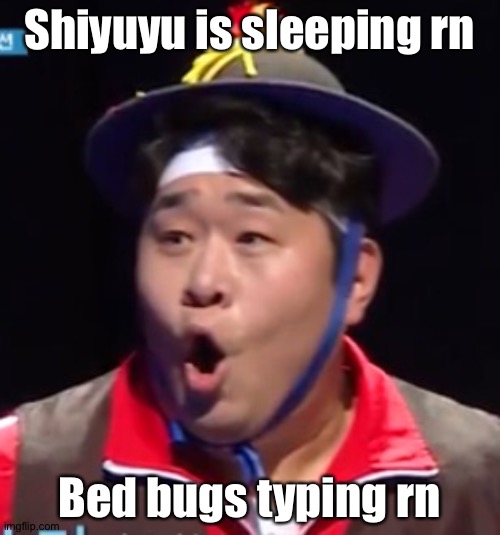 Call me Shiyu now | Shiyuyu is sleeping rn; Bed bugs typing rn | image tagged in pogging seyoon higher quality | made w/ Imgflip meme maker