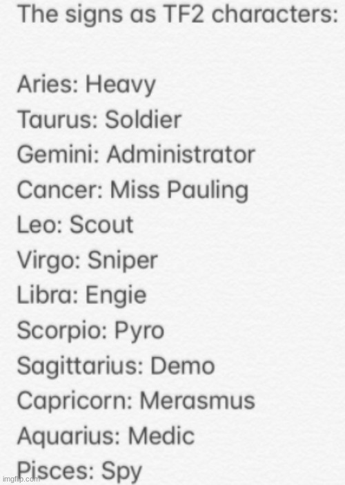 TF2: Zodiac Edition | made w/ Imgflip meme maker