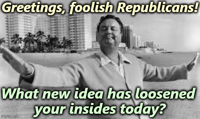 Greetings, foolish Republicans! What new idea has loosened 
your insides today? | image tagged in republican,fear,snowflakes | made w/ Imgflip meme maker