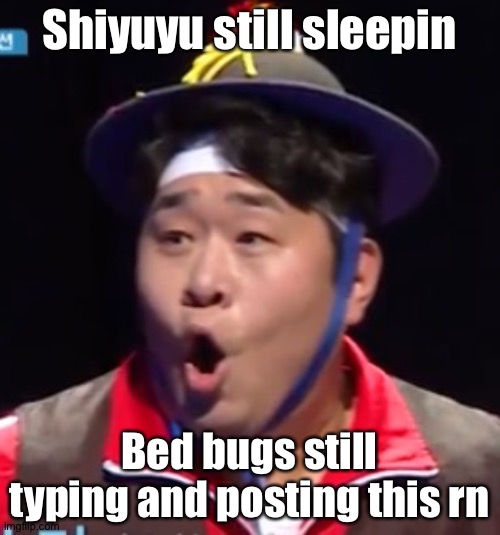 Call me Shiyu now | Shiyuyu still sleepin; Bed bugs still typing and posting this rn | image tagged in pogging seyoon higher quality | made w/ Imgflip meme maker