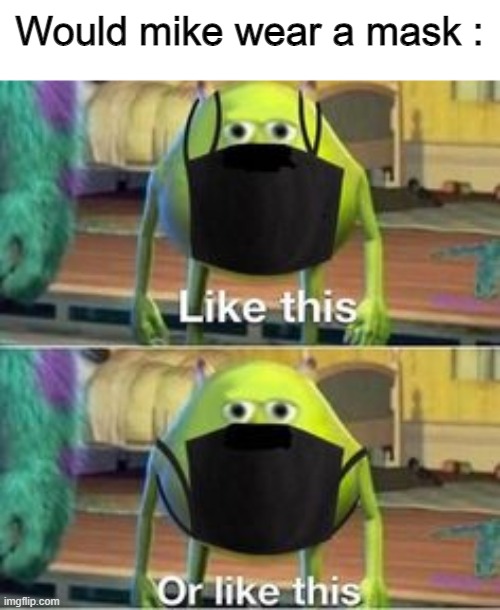 Im confused | Would mike wear a mask : | image tagged in funny | made w/ Imgflip meme maker