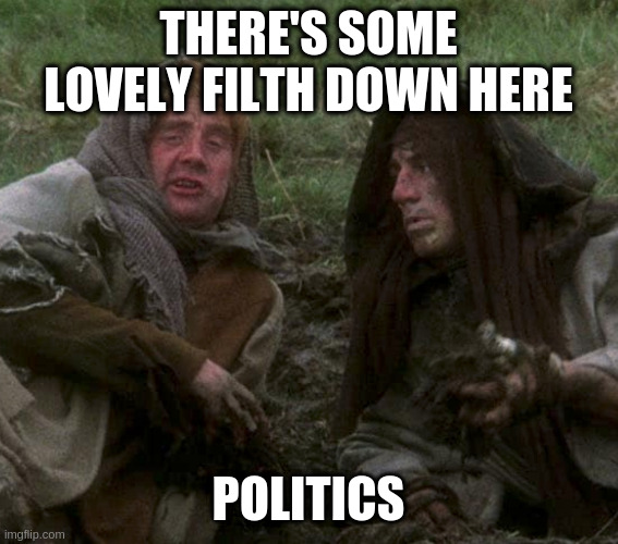 Gen X Not Old | THERE'S SOME LOVELY FILTH DOWN HERE POLITICS | image tagged in gen x not old | made w/ Imgflip meme maker