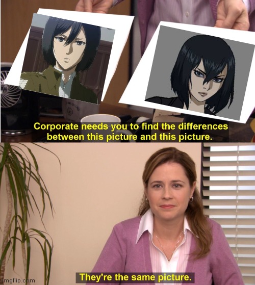 That other girl is name Alexandra Trese, my country has a horror anime called "Trese" | image tagged in memes,they're the same picture,trese,anime,mikasa | made w/ Imgflip meme maker