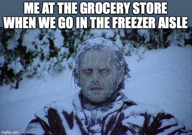 relatable? | ME AT THE GROCERY STORE WHEN WE GO IN THE FREEZER AISLE | image tagged in cold | made w/ Imgflip meme maker