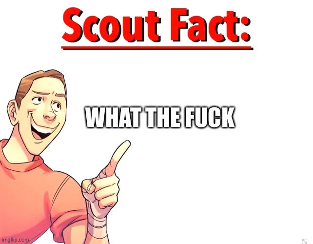Scout Fact | WHAT THE FUCK | image tagged in scout fact | made w/ Imgflip meme maker