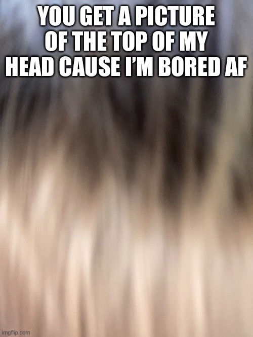 Hair | YOU GET A PICTURE OF THE TOP OF MY HEAD CAUSE I’M BORED AF | made w/ Imgflip meme maker