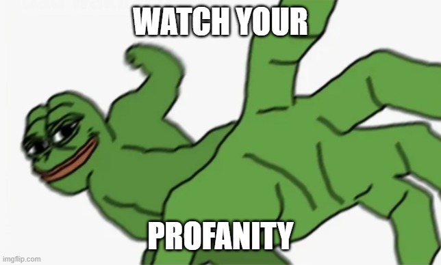 WATCH YOUR PROFANITY | image tagged in pepe punch | made w/ Imgflip meme maker