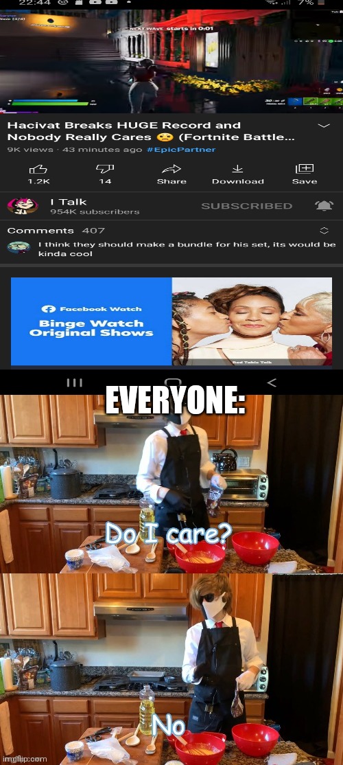 Do I care? | EVERYONE: | image tagged in do i care no | made w/ Imgflip meme maker