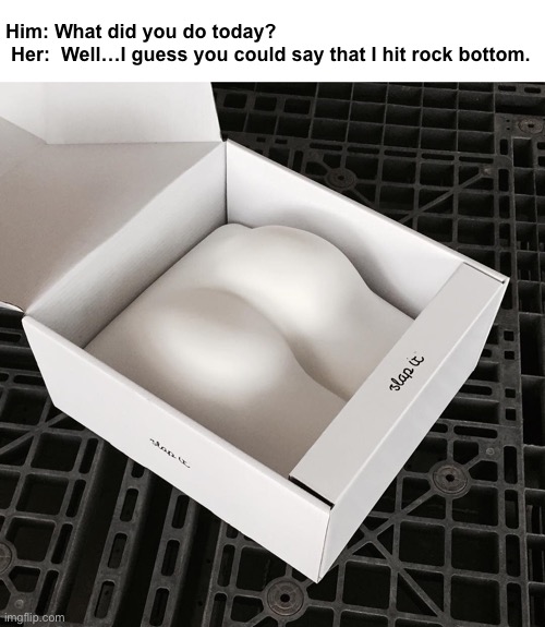Well, that’s a Bummer | Him: What did you do today?
 Her:  Well…I guess you could say that I hit rock bottom. | image tagged in funny memes,bad jokes,eyeroll | made w/ Imgflip meme maker