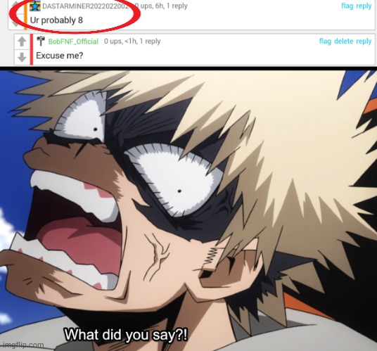 BRUH. this guy just called me 8 just because i posted some gacha- | image tagged in bakugo's what did you say,caught in the act,vibe check,angry,bro i'm honestly beyond angry | made w/ Imgflip meme maker