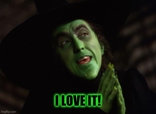 Wicked Witch West | I LOVE IT! | image tagged in wicked witch west | made w/ Imgflip meme maker