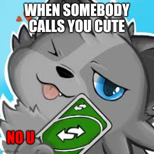 UwU | WHEN SOMEBODY CALLS YOU CUTE; NO U | image tagged in furry uno reverse card,furry,cute,wholesome,uno reverse card | made w/ Imgflip meme maker