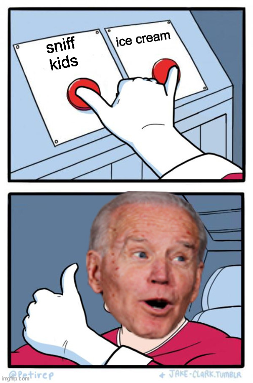 i choose both | ice cream; sniff
kids | image tagged in both buttons pressed,biden | made w/ Imgflip meme maker